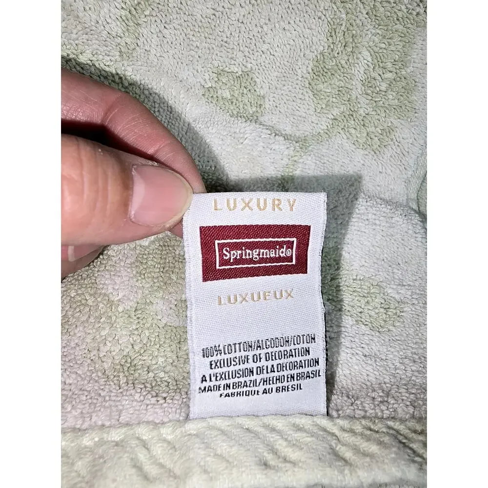 Vtg Springmaid Luxury Bath Towel Floral Pattern Green/White 27x48 - Replacement